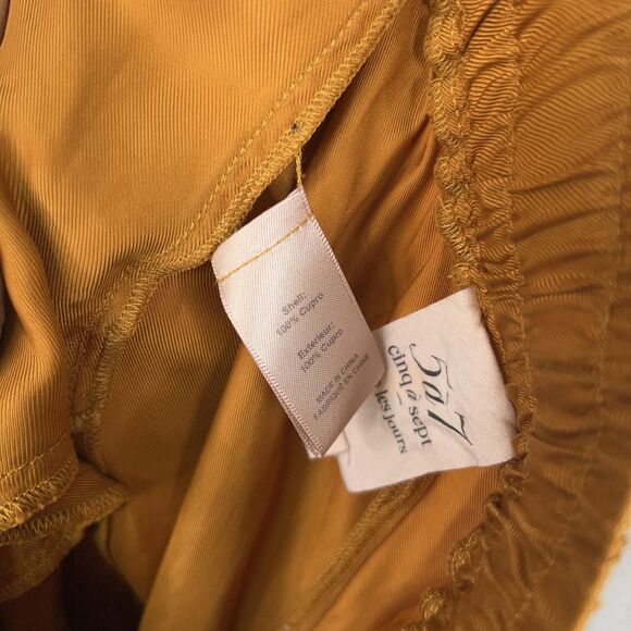 Cinq a Sept Pants Womens Medium Mustard Nuluu Bow Ruffle Tiered Cargo Wide Leg - Picture 5 of 16